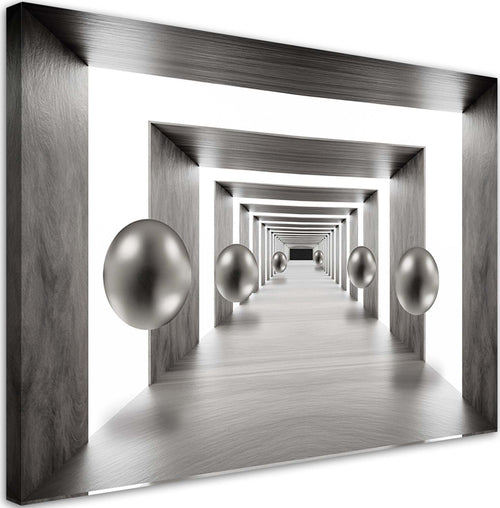 Quadro-su-tela,-Tunnel-Silver-3D-Balls