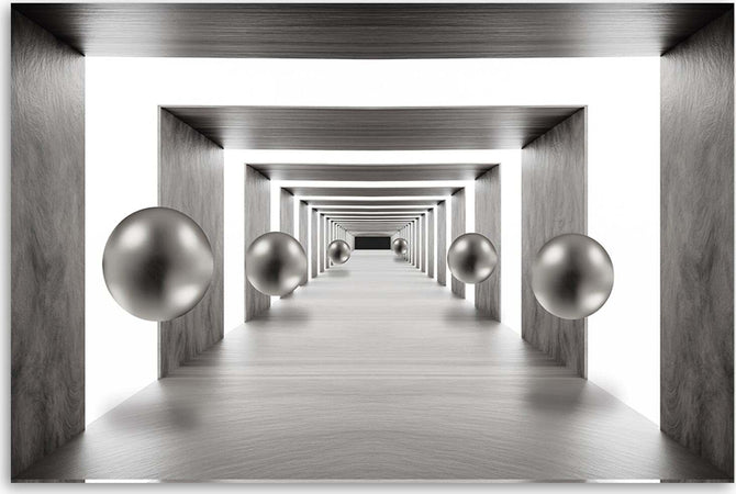Quadro-su-tela,-Tunnel-Silver-3D-Balls