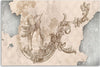 Quadro-su-tela,-Uccelli-e-foglie-su-un-affresco-orientale