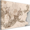 Quadro-su-tela,-Uccelli-selvatici-e-foglie-su-un-affresco-orientale