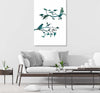 Quadro-su-tela,-Uccelli-sui-rami-Natura