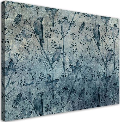 Quadro-su-tela,-Uccelli-sui-rami