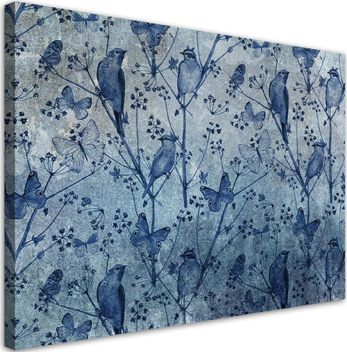 Quadro-su-tela,-Uccelli-sui-rami