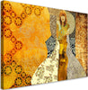 Quadro-su-tela,-Una-donna-su-uno-sfondo-decorativo