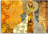 Quadro-su-tela,-Una-donna-su-uno-sfondo-decorativo