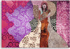 Quadro-su-tela,-Una-donna-su-uno-sfondo-decorativo