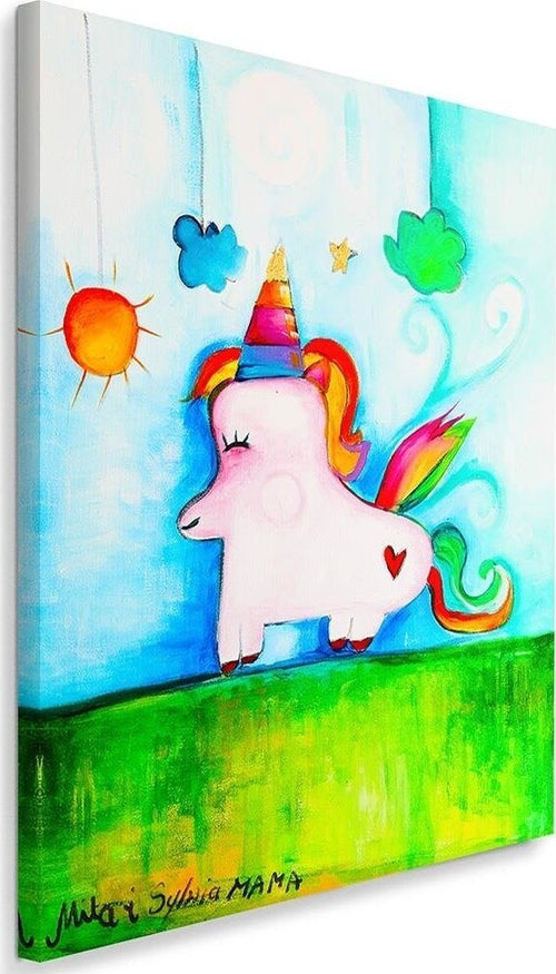 Quadro-su-tela,-Unicorno-colorato