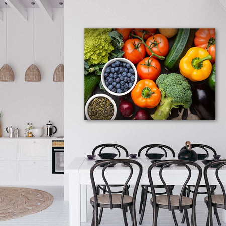 Quadro-su-tela,-Verdure-fresche-e-frutta