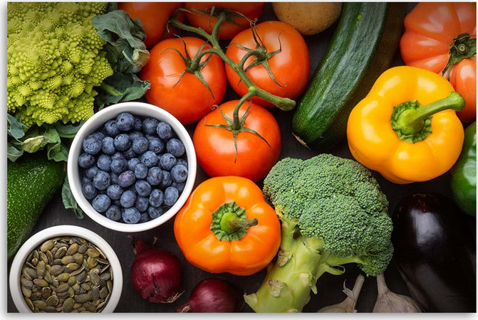 Quadro-su-tela,-Verdure-fresche-e-frutta