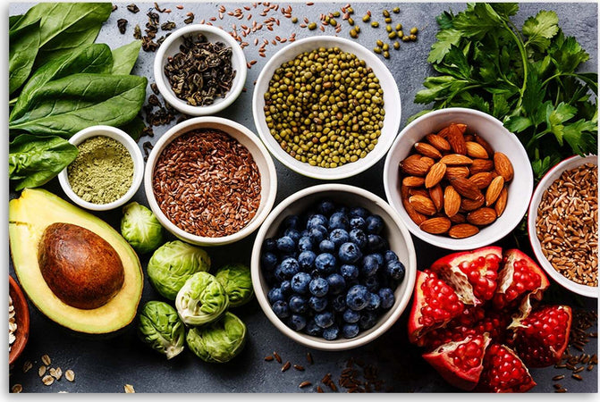 Quadro-su-tela,-Verdure-fresche-e-frutta