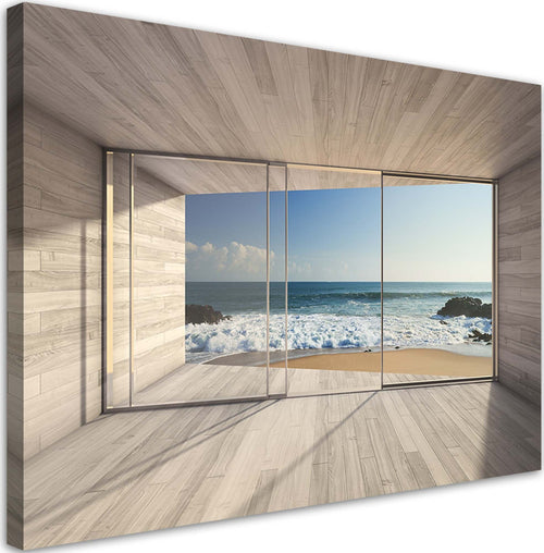 Quadro-su-tela,-Vista-mare-dalla-finestra