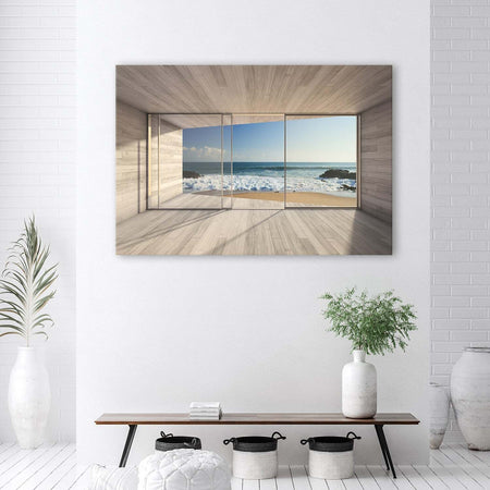 Quadro-su-tela,-Vista-mare-dalla-finestra