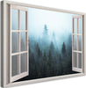 Quadro-su-tela,-Visualizza-finestra-Foresta-nella-natura-nebbia