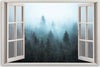 Quadro-su-tela,-Visualizza-finestra-Foresta-nella-natura-nebbia