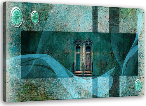 Quadro-su-tela,-Windows-Abstraction-Turquoise