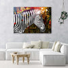 Quadro-su-tela,-Zebra-su-uno-sfondo-colorato