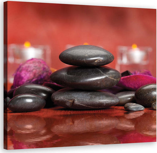 Quadro-su-tela,-Zen-pietre-su-uno-sfondo-rosso