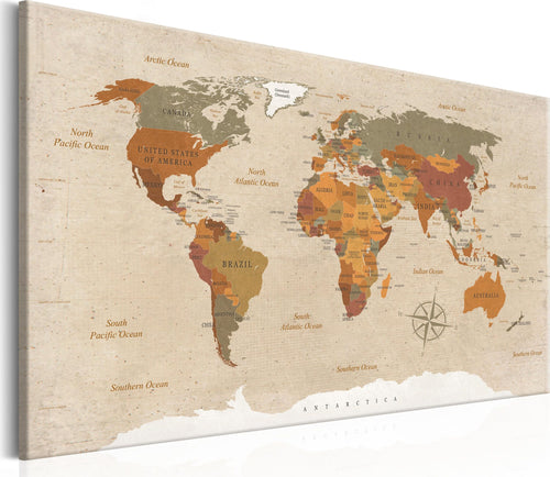 Quadro-World-Map:-Beige-Chic