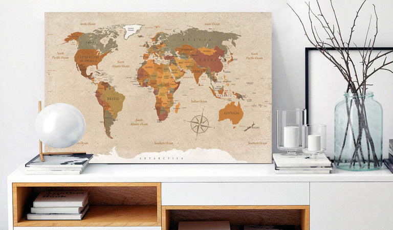 Quadro-World-Map:-Beige-Chic