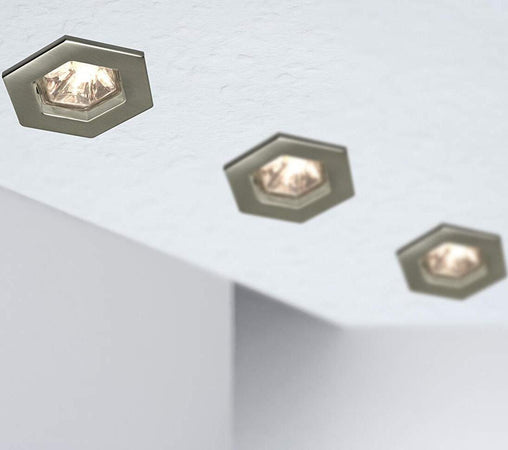 Quality-line-recessed-light-set,-Hexa-Brushed-iron,-3-pc.-set