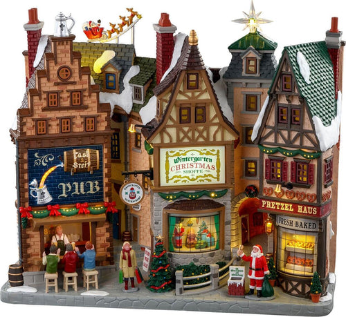 Quartiere natalizio con negozi e clienti dotato di luci in poliresina per villaggio di Natale Casa e cucina/Decorazioni per interni/Addobbi e decorazioni per ricorrenze/Decorazioni natalizie/Oggettistica MagiediNatale.it - Altamura, Commerciovirtuoso.it