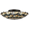 Plafoniera Tiffany Alcott Acciaio Bronzo Valiant 2 Luci E27