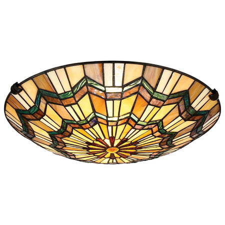 Plafoniera Tiffany Alcott Acciaio Bronzo Valiant 2 Luci E27