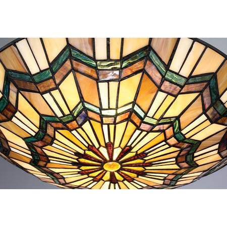 Plafoniera Tiffany Alcott Acciaio Bronzo Valiant 2 Luci E27