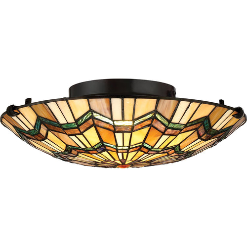 Plafoniera Tiffany Alcott Acciaio Bronzo Valiant 2 Luci E27