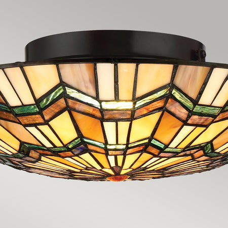 Plafoniera Tiffany Alcott Acciaio Bronzo Valiant 2 Luci E27