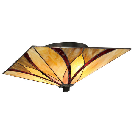 Plafoniera Tiffany Asheville Metallo Bronzo Valiant 2 Luci E27