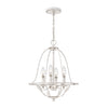 Lampadario Industrial Nordico Bradbury Acciaio Bianco Antico 4 Luci E14