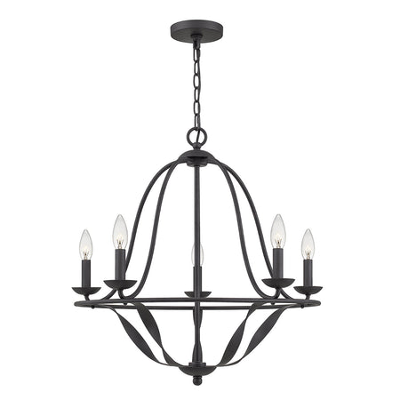 Lampadario Industrial Nordico Bradbury Acciaio Grigio Cenere 5 Luci E14