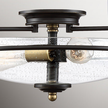 Plafoniera Industrial Nordica Griffin Acciaio Bronzo Ottone 3 Luci E27