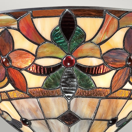 Appliques - Lampade Da Parete Tiffany Kami Metallo Bronzo Vintage 2 Luci E14