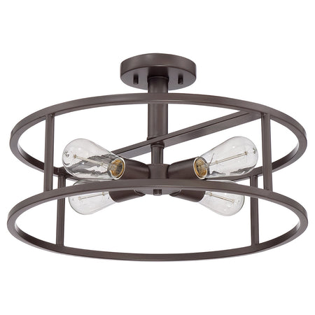Lampadario Industrial Nordico New Harbor Acciaio Bronzo Western 4 Luci E27