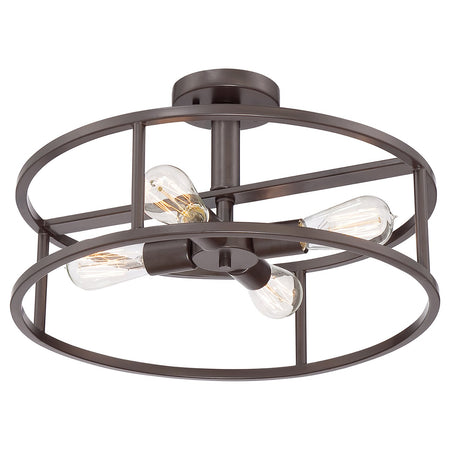 Lampadario Industrial Nordico New Harbor Acciaio Bronzo Western 4 Luci E27