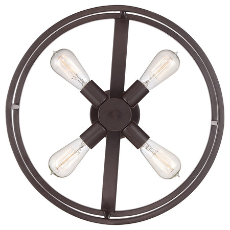 Lampadario Industrial Nordico New Harbor Acciaio Bronzo Western 4 Luci E27