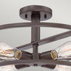 Lampadario Industrial Nordico New Harbor Acciaio Bronzo Western 4 Luci E27