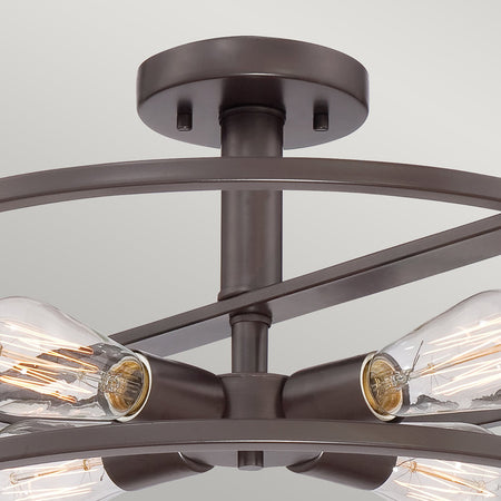 Lampadario Industrial Nordico New Harbor Acciaio Bronzo Western 4 Luci E27