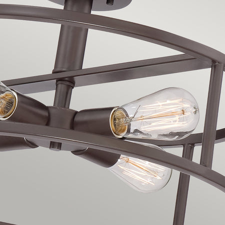 Lampadario Industrial Nordico New Harbor Acciaio Bronzo Western 4 Luci E27