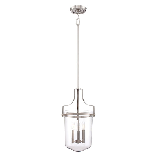 Lampadario Contemporaneo Penn Station Vetro Nichel Spazzolato 3 Luci E14