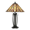 Lampada Da Scrivania Tiffany Victory Vetro Bronzo Valiant 2 Luci E27