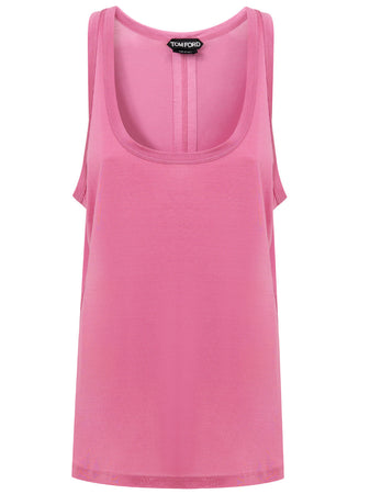 Tom Ford Top smanicato in seta rosa da donna
