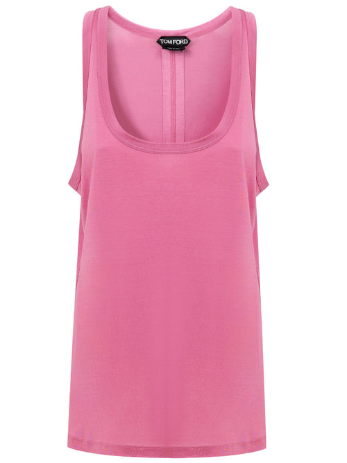 Tom Ford Top smanicato in seta rosa da donna