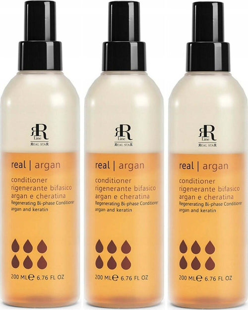R-Line-Real-Star-Argan-Star-Conditioner-Rigenerante-Bifasico-Argan-E-Cheratina-200-Ml,-3-Pezzi.