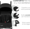 KIKKABOO Passeggino BEETLE - Passeggino da viaggio omologato fino a 22 kg - Pieghevole, Leggero, Compatto, colore NERO - telaio in alluminio, Chiusura Compatta, Schienale Reclinabile e Regolabile, Poggiagambe