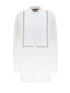 Gucci Blusa in Popeline di Cotone Bianco con Decorazioni in Cristalli da donna
