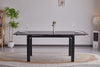 Tavolo Antares con gambe in metallo e piano in marmo, design moderno, 140/200 x 90 x h 76 cm