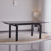 Tavolo Antares con gambe in metallo e piano in marmo, design moderno, 140/200 x 90 x h 76 cm
